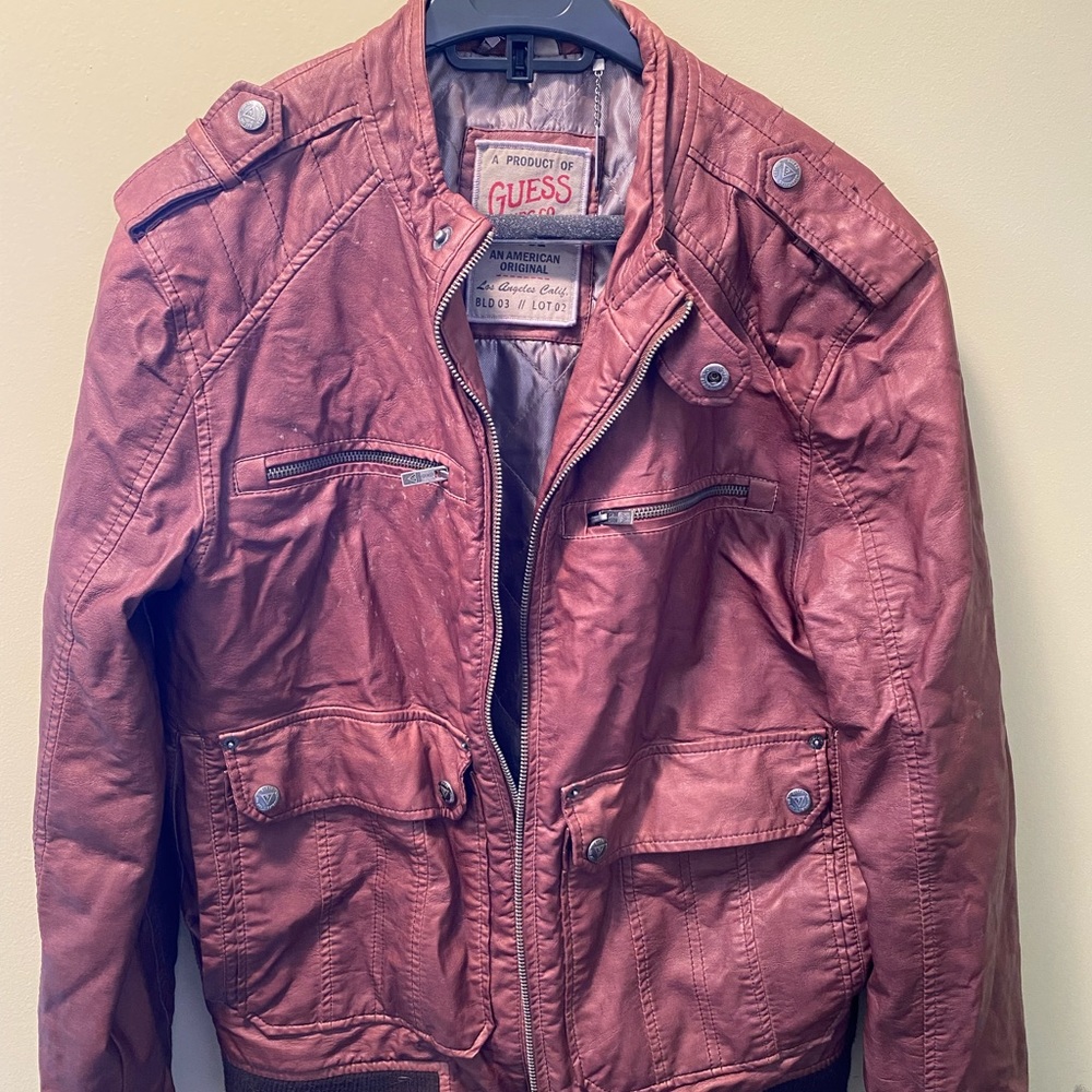 Mens (S) Guess Leather Jacket